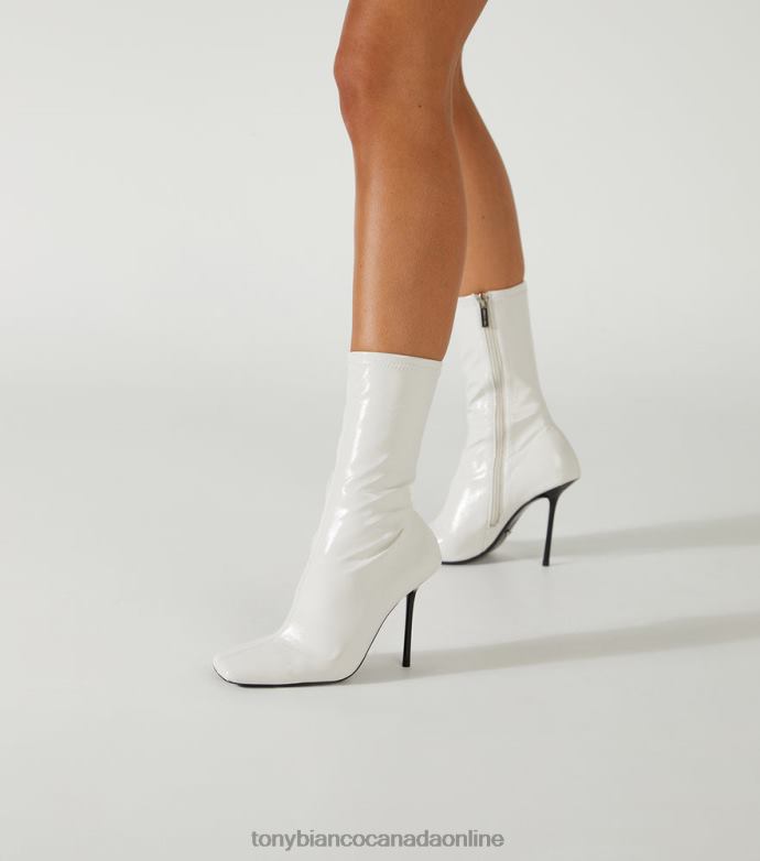 Ankle boots| Tony Bianco Women Remie Ankle Boots H0FJ498 Ecru Crinkle Patent