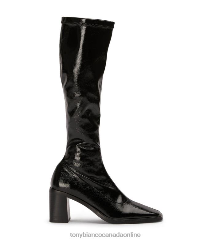 Knee High Boots| Tony Bianco Women Damon Calf Boots H0FJ422 Black Crinkle Patent