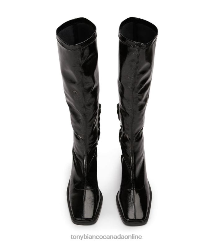 Knee High Boots| Tony Bianco Women Damon Calf Boots H0FJ422 Black Crinkle Patent