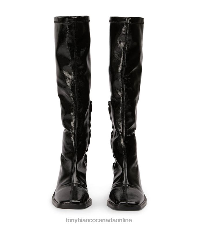 Knee High Boots| Tony Bianco Women Damon Calf Boots H0FJ422 Black Crinkle Patent