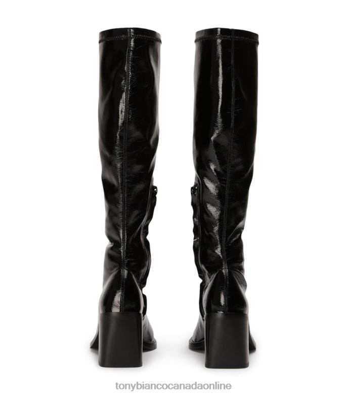 Knee High Boots| Tony Bianco Women Damon Calf Boots H0FJ422 Black Crinkle Patent