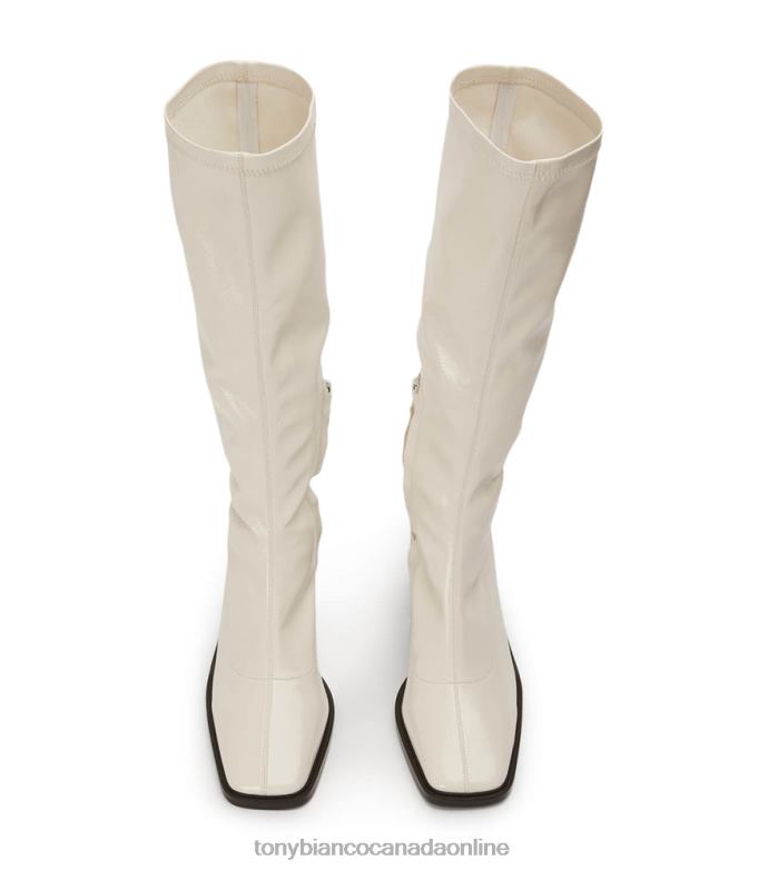 Knee High Boots| Tony Bianco Women Damon Calf Boots H0FJ428 Ecru Crinkle Patent