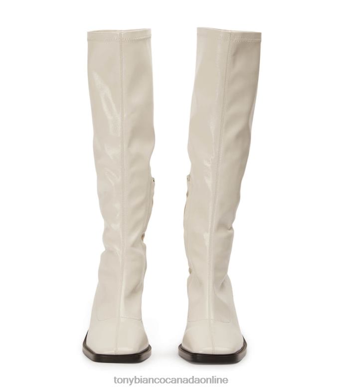 Knee High Boots| Tony Bianco Women Damon Calf Boots H0FJ428 Ecru Crinkle Patent