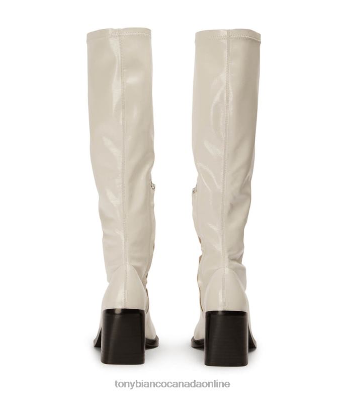 Knee High Boots| Tony Bianco Women Damon Calf Boots H0FJ428 Ecru Crinkle Patent