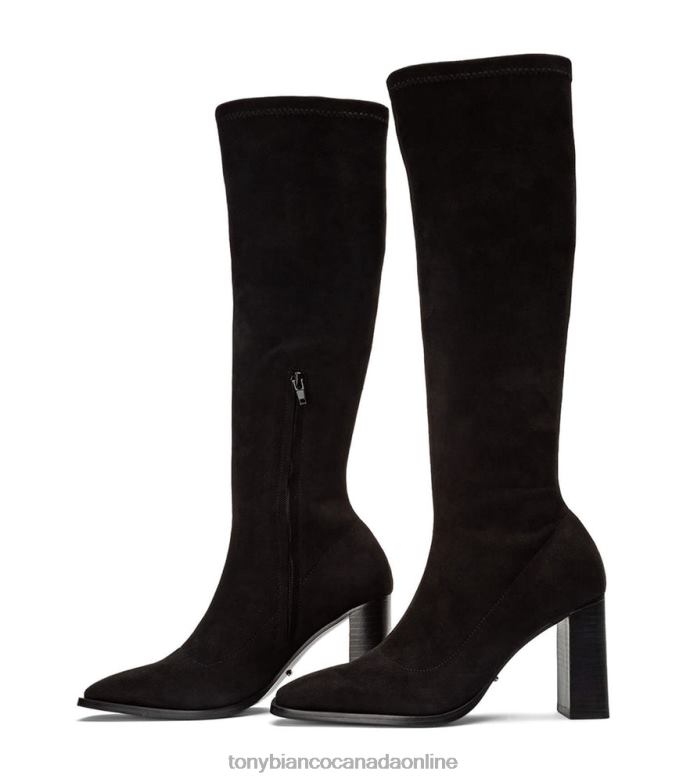 Knee High Boots| Tony Bianco Women Renae Calf Boots H0FJ452 Black Stretch Suede