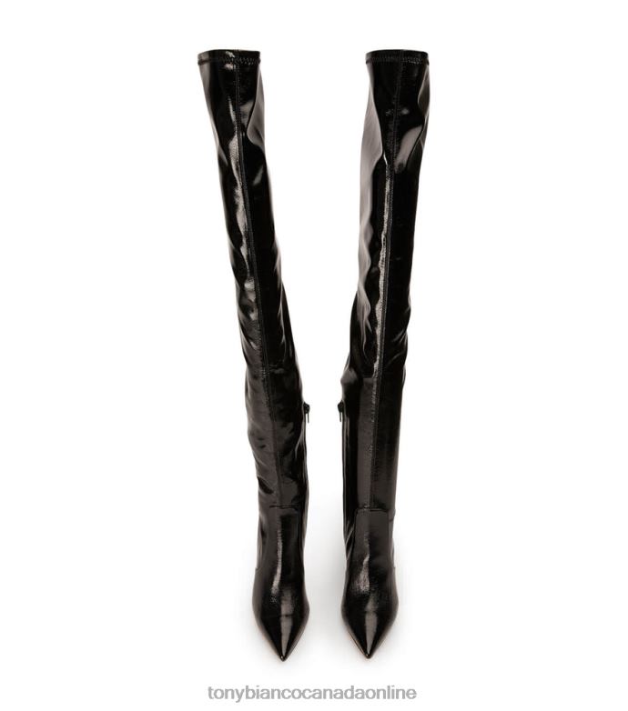 Stiletto Boots| Tony Bianco Women Avah Long Boots H0FJ563 Black Crinkle Patent