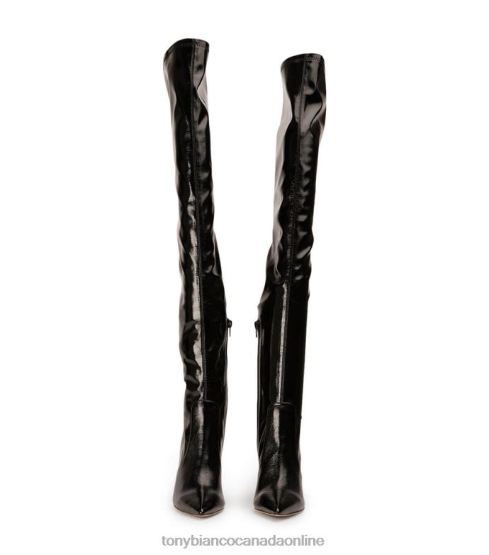 Stiletto Boots| Tony Bianco Women Avah Long Boots H0FJ563 Black Crinkle Patent